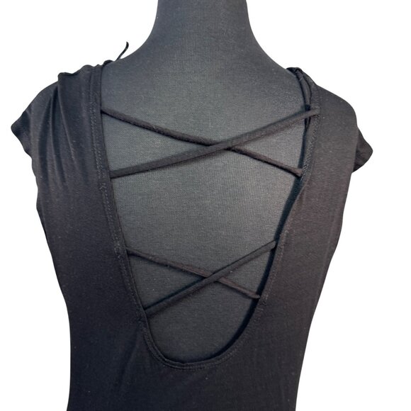 Casa Lee Womens Black Cowl Neck Ruched Bodycon Dress With Open Back Design - Picture 5 of 6